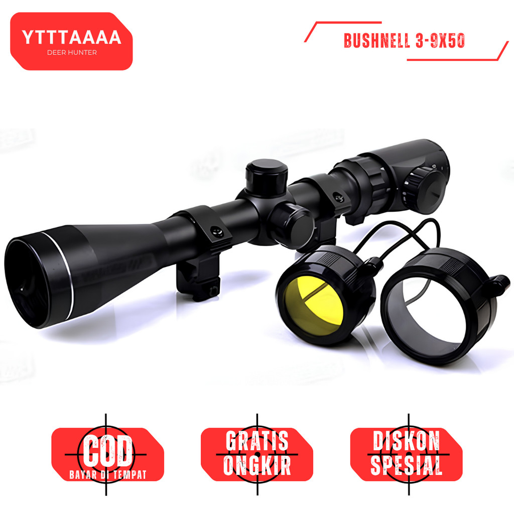 Teleskop B-NELL 3-9x50 IR Wide Angle Jernih Tahan Getar - Riflescope Senapan PCP Lensa Besar 50mm Wa