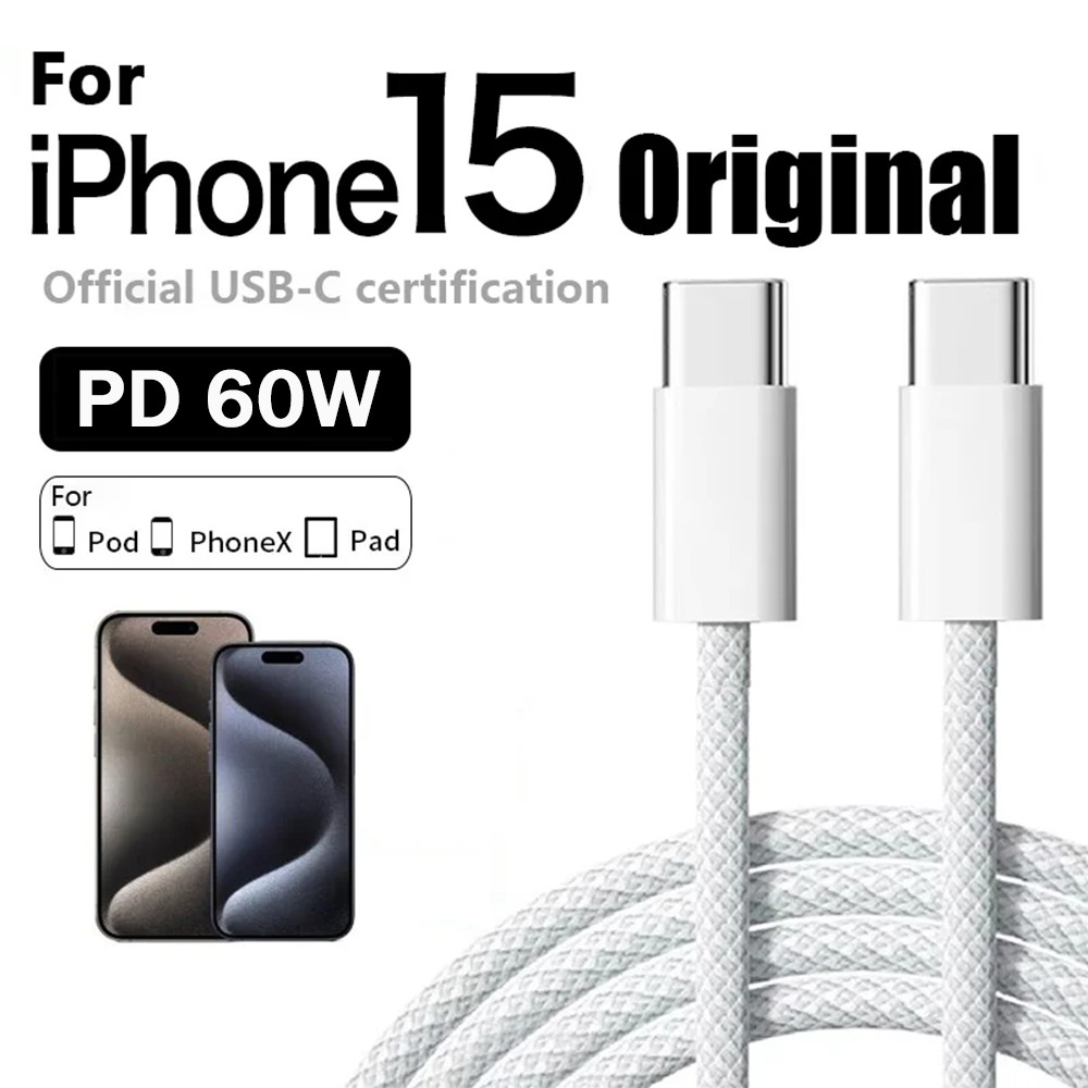 Original PD 60W Fast arger 6A USB C to Type C Cable For iPhone 15 16 17 Pro MAX Quick arging For Sam