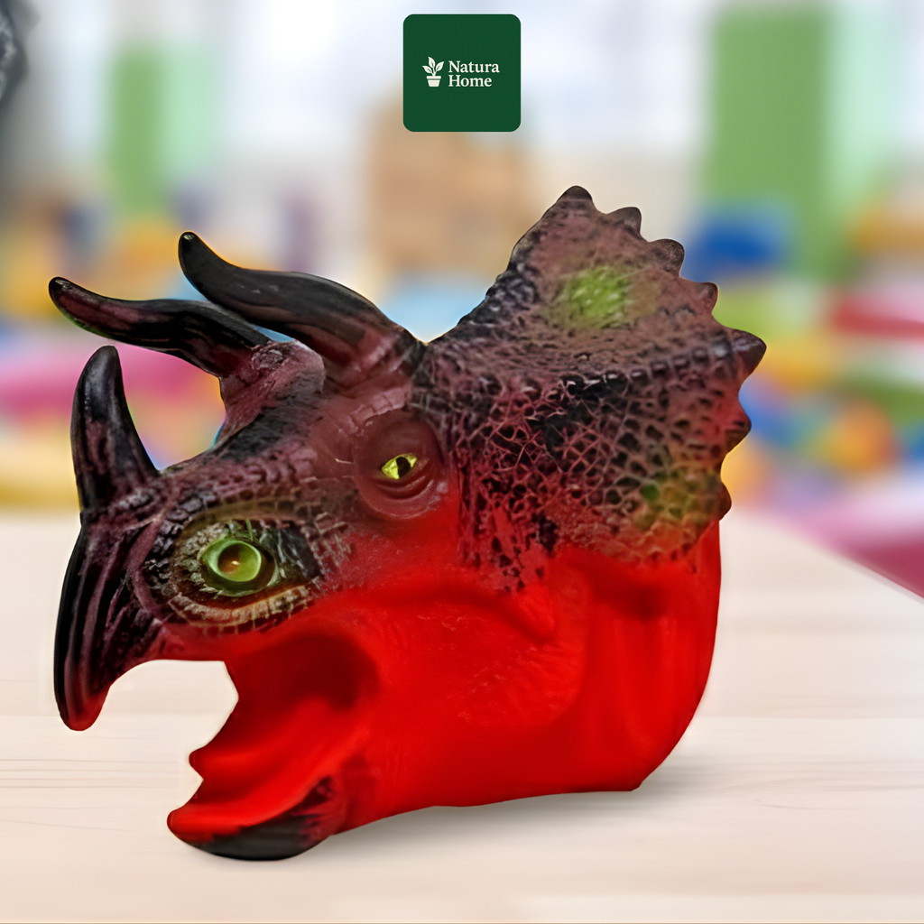 NATURAHOMEE Mainan Boneka Tangan Dino Kepala Cula Anak AR 767