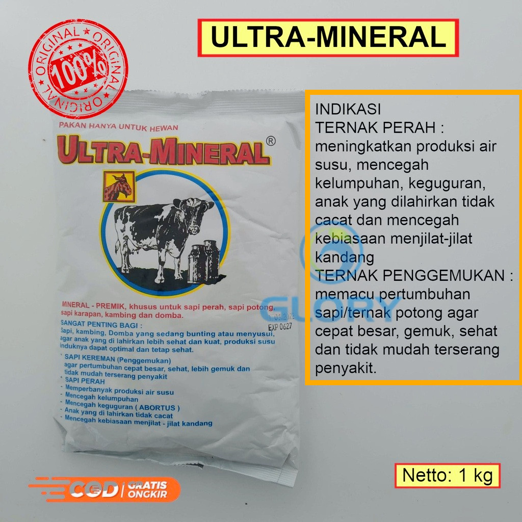 Ultra Mineral Kemasan 1Kg Eka Farma Vitamin Suplemen Sapi Kambing Penggemukan Potong dan Perah