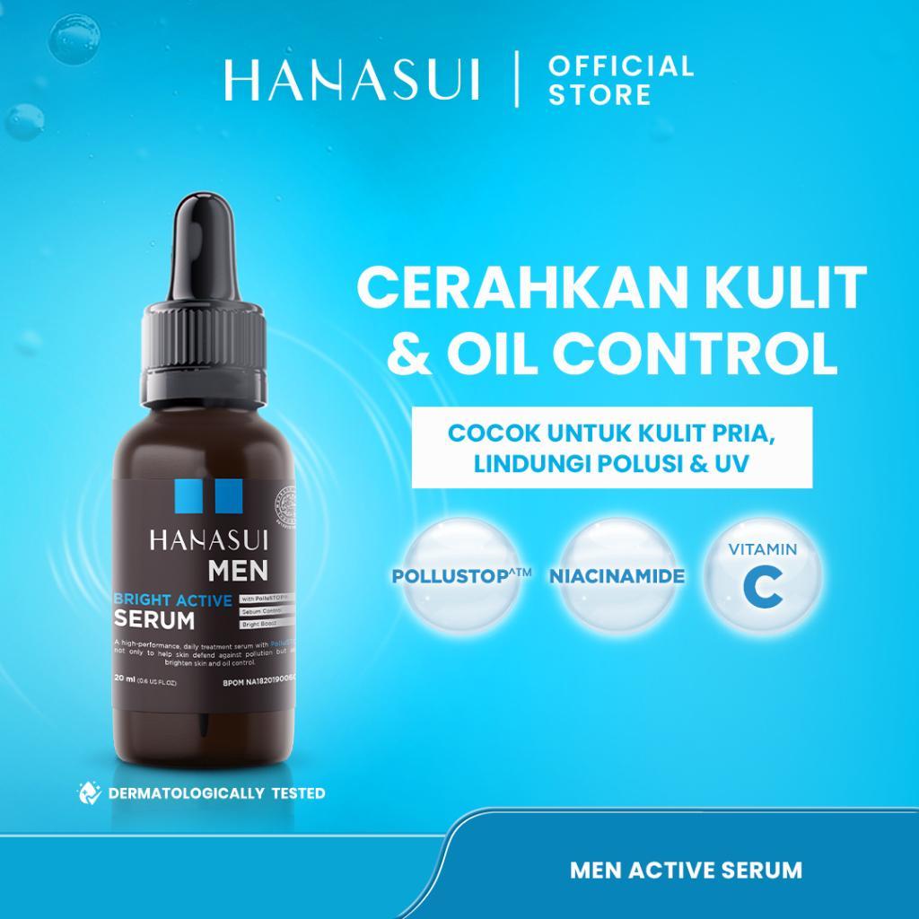 Hanasui Men Bright Active Serum 20ml - Serum Wajah Pria dengan Pollustop, Niacinamide, Vitamin C & G