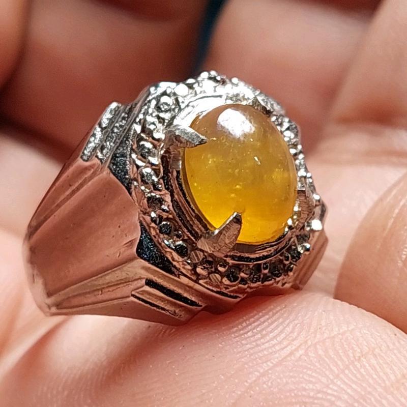 Cincin batu permata yellow safir 8mm 10mm sapphire afrika elegan