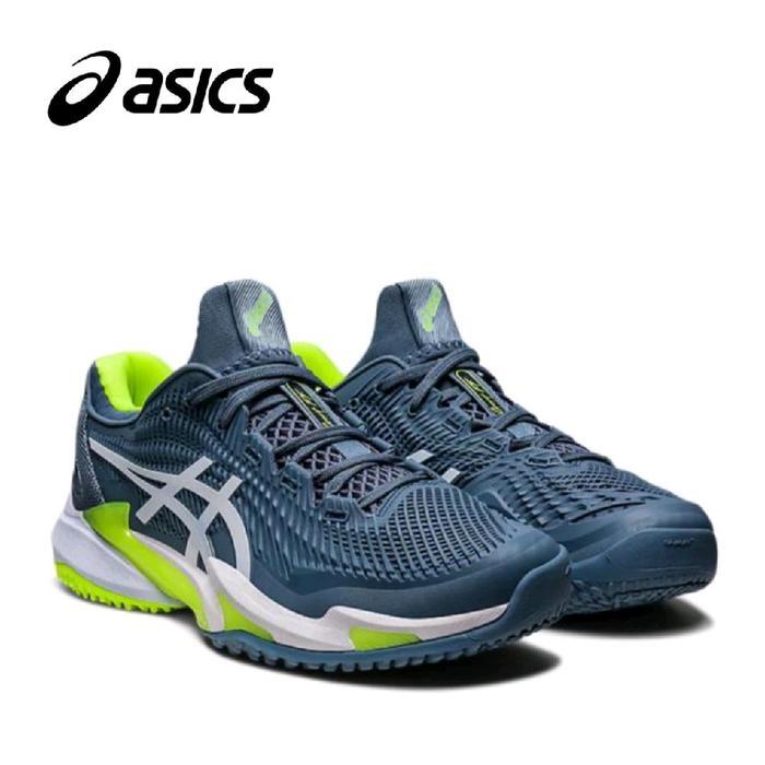Sepatu Pria Asics Court FF 3 Novak Steel blue//White Tennis Shoes Running Mens