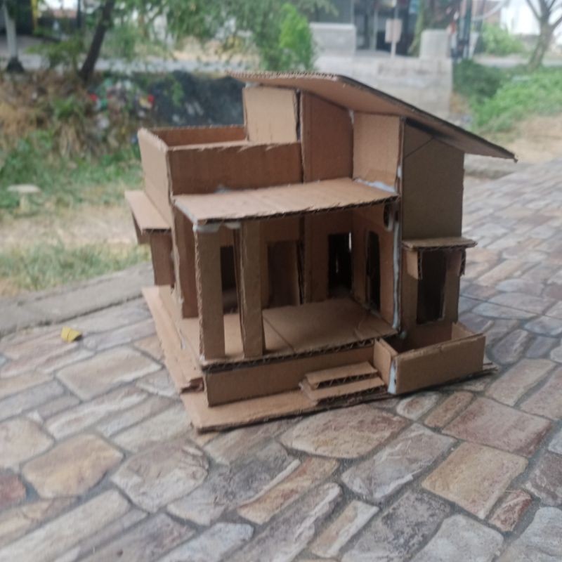 miniatur rumah minimalis dari kardus