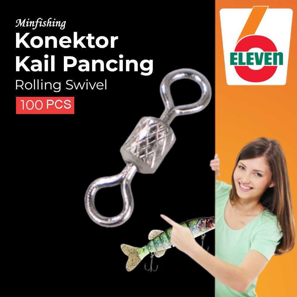 6ELEVEN - Minfishing Konektor Kail Pancing Rolling Swivel Fishing 100PCS - YH12