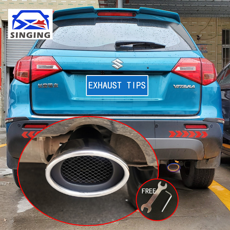 Stainless Steel Exterior For Suzuki Vitara Escudo 2015 - 2022 Rear Bumper Exhaust Muffler Tip End Pi