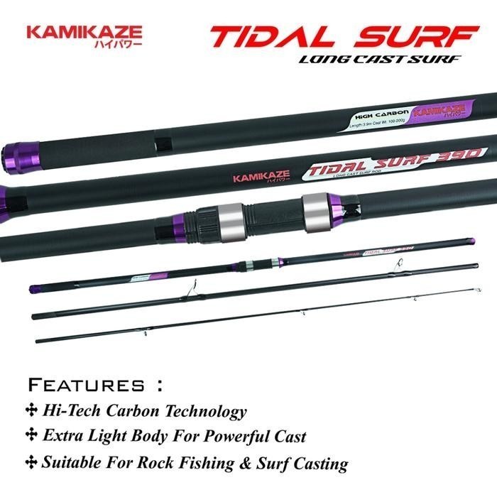 KAMIKAZE Joran Spinning TIDAL SURF Hi-Carbon Blank Material Joran Pancing Sambung 3 360CM - 450CM Un