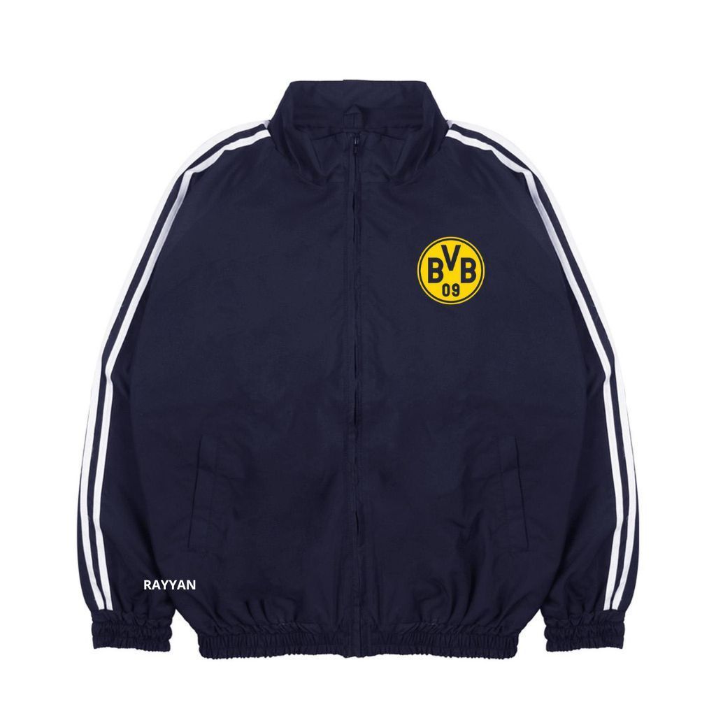 Borusia Dortmund Jacket Tracktop Unisex Footbal Club Top Eropa / Dunia Warna Navy Blue Motif List Ta