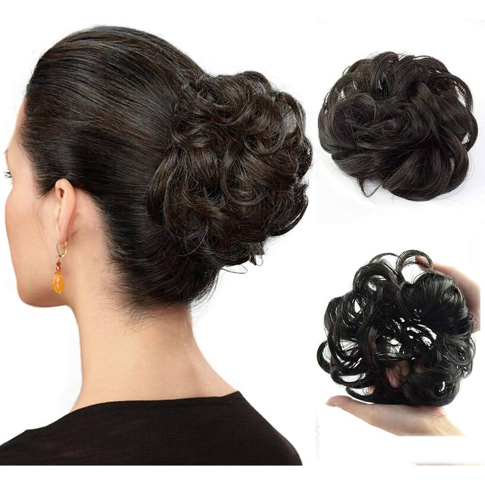 SkyGalery - Jepit Rambut Palsu Jedai Hair Bun Aksesoris Rambut Cepol Wig Sanggul Keriting Elegant