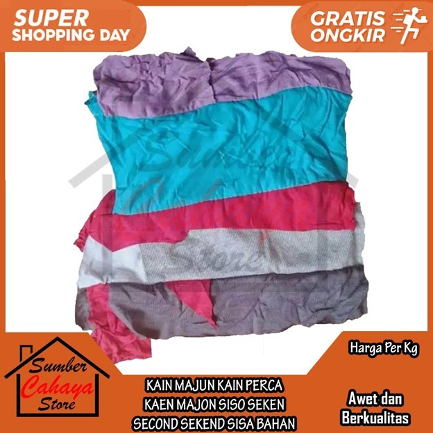 Kain Perca 1kg Kilo Majun Kaen Majon Siso Seken Second Sekend Sisa Potongan Bahan Multi Murah Lap Se