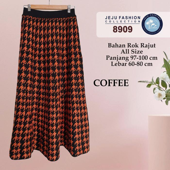 Rok rajut motif panjang import tebal dan halus wanita - 8909 - 8909 - coffee