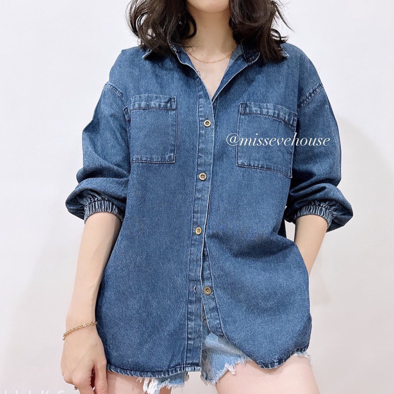 Kemeja Denim Wanita Viral - KEMEJA DENIM JEANS WANITA 2868