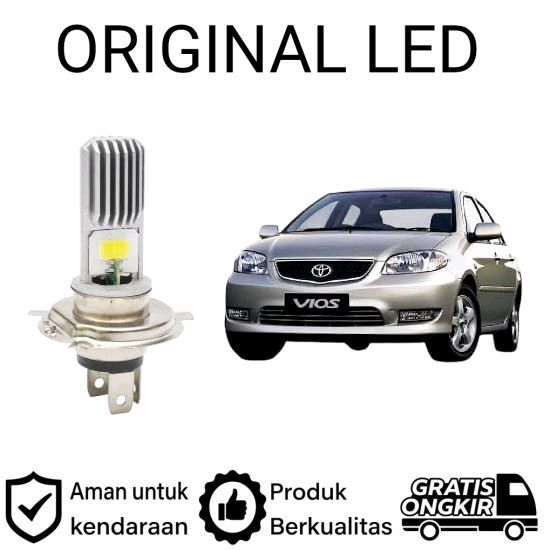 AM 2pcs Lampu Utama LED H4 COB Mobil Toyota vios gen1