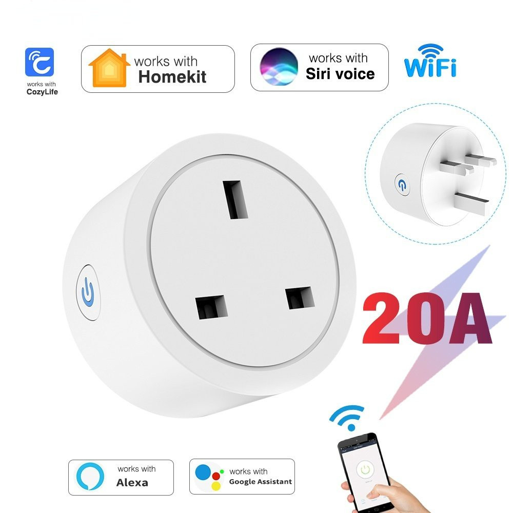 Homekit 16A UK Plug WIFI Smart Socket Plug Adapter Smart Home Dengan Apple Siri Alexa Google Home Co