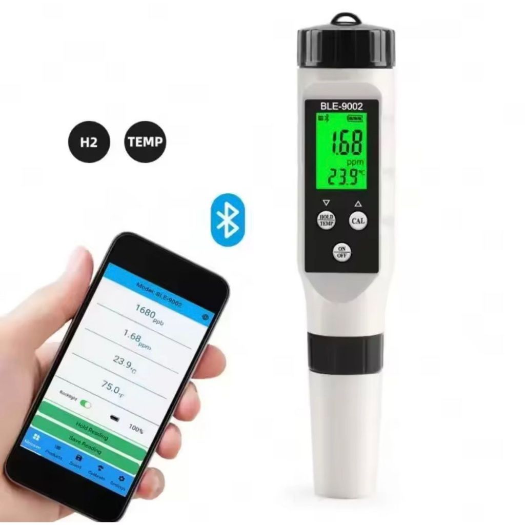 BLE-9002 Hydrogen Meter Tester H2 Suhu 2-in-1 Alat Ukur Hidrogen Air 0~2990ppb Digital Hydrogen Ion 