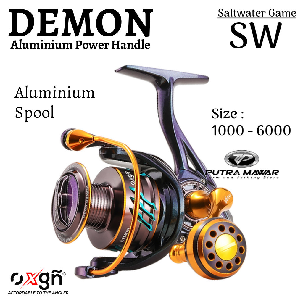 Oxgn Demon Sw 1000 2000 3000 4000 6000 Rel Spinning Salwater Game One Way system Power Handle Alumin