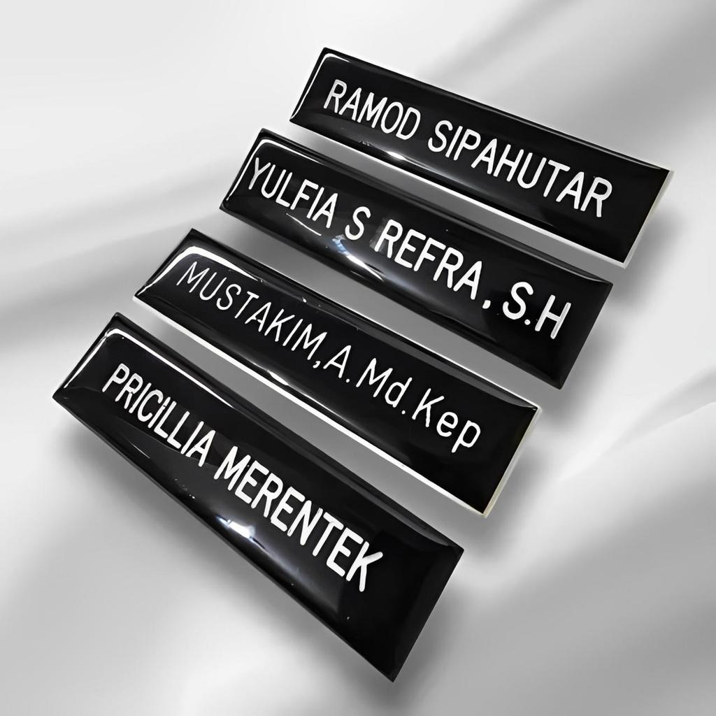 Nama Dada Name Tag Kuningan Stainless Akrilik Oval Magnet Peniti, Dokter Perawat Bidan Guru Siswa