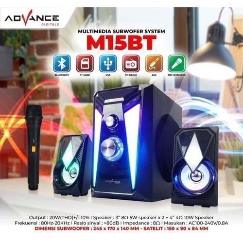 Speaker Advance M15BT Bluetooth + Microphone Karaoke/Speaker M15BT Advance