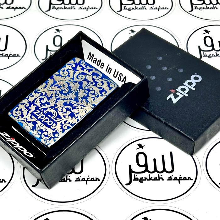 Korek Zippo Batik Blue High Polish Logo Middle List Original