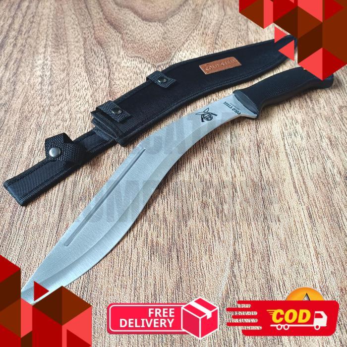 Pisau Hunting Knife Berburu Hutan Survival Outdoor Kukri Coldsteel Silver P558.2 - Silver -alca