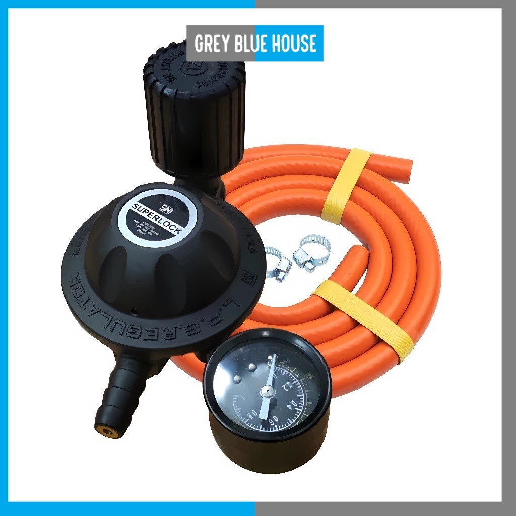 GASCOMP GRS-925 Regulator Gas LPG Plus Selang Fleksibel Panjang 1.8M
