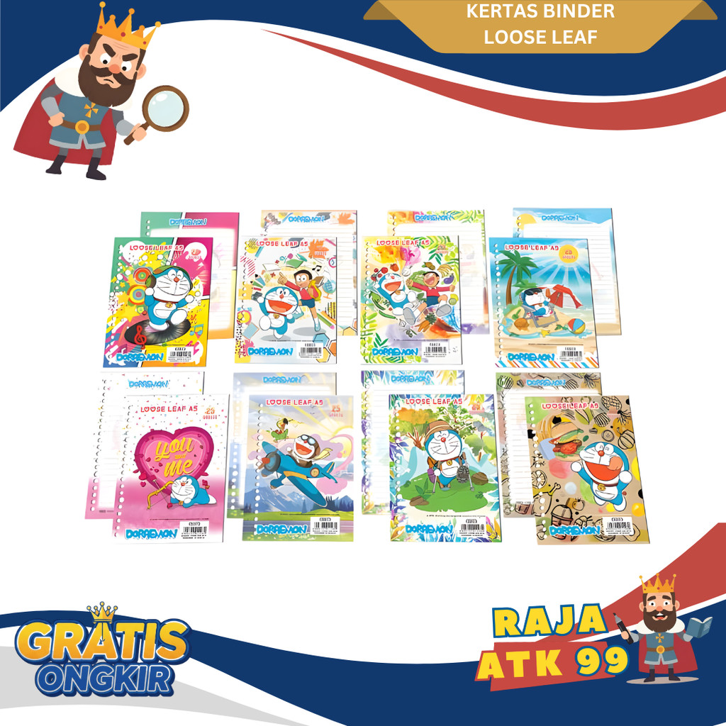 KIKY Kertas Binder Loose Leaf Ukuran A5 25 Lembar Kiky Motif Fancy - Pak ( Isi 25 Lembar )