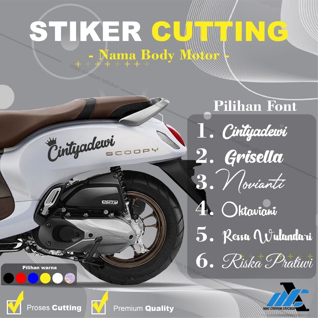 STIKER CUSTOM NAMA BODY SCOOPY - STIKER CUTTING CUSTOM NAMA BODY MOTOR - STIKER CUSTOM NAMA BODY MOT