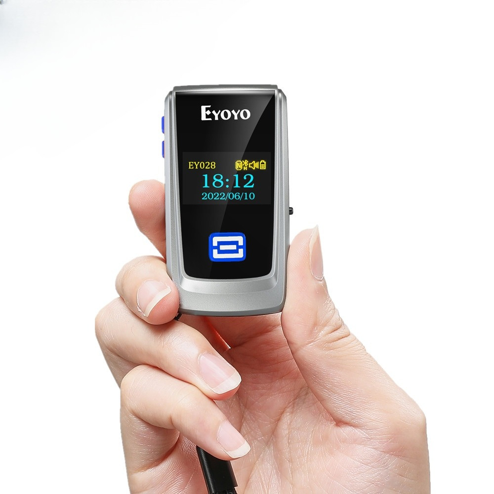 Eyoyo Mini Bluetooth QR Code Scanner with LCD splay Portable Wireless 1D 2D Book Barcode Scanner Rea
