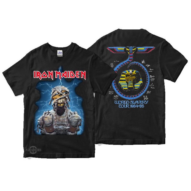kaos IRON MAIDEN 5 WORLD SLAVERY TOUR 1984 Premium Tshirt iron maiden tour kaos band kaos musik