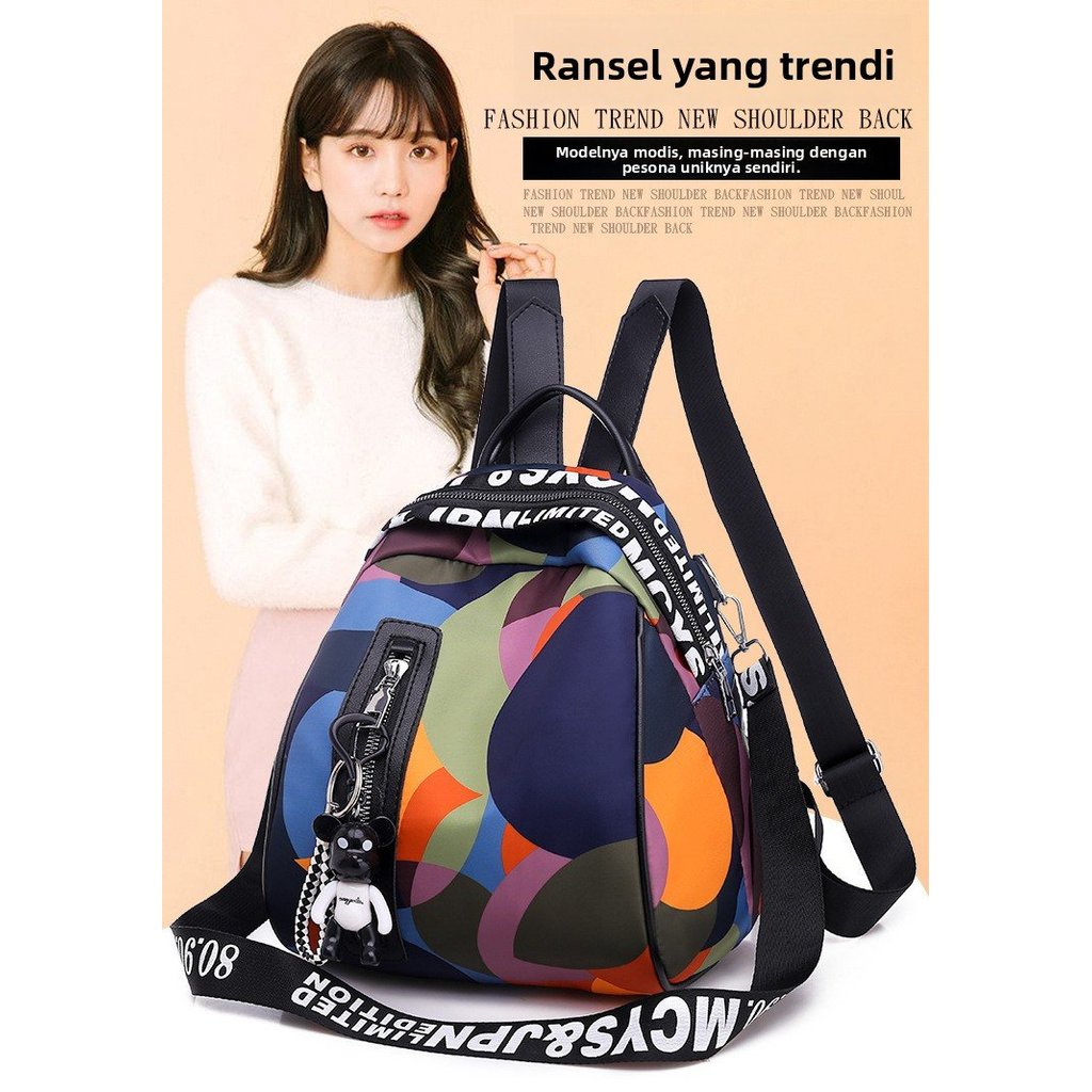 Tas Ransel Kasual Korea Tas Wanita Kain Oxford Kamuflase Tas Wanita Tas Tangan Tas Selempang