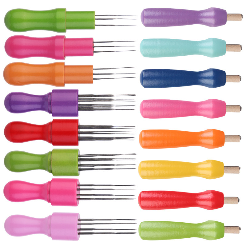 IMZAY Colorful Wooden Handle Needle Felting Tools Set Wool Felting Tools Kit DIY Craft Needlework Po