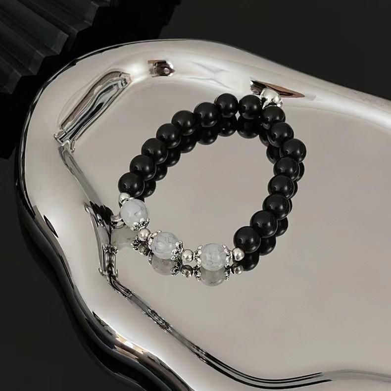 JG28Gelang Manik Manik Hitam Elegan Couple Gelang Fashion Couple Manik Manik Kekinian