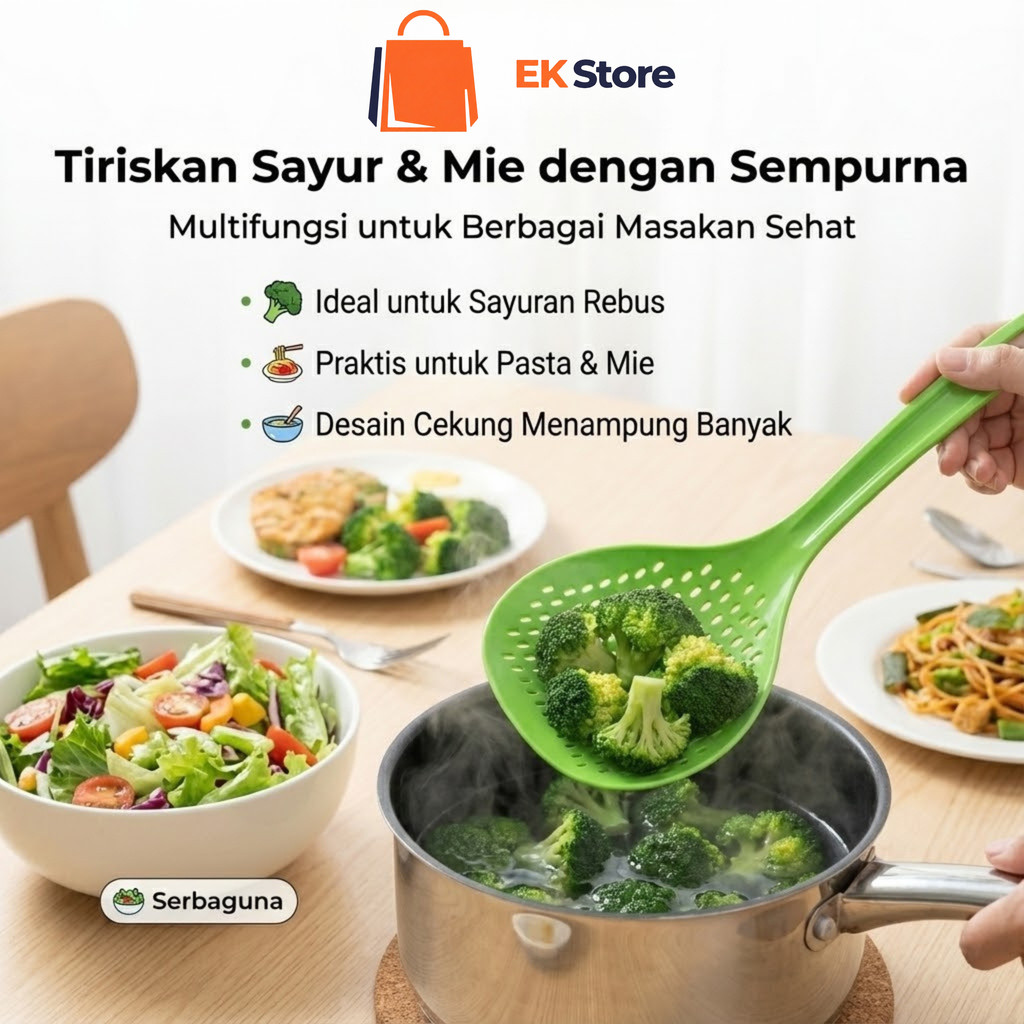EK Serok Saringan Mie Jumbo Plastik Tahan Panas Saringan Masak Sayur Pasta
