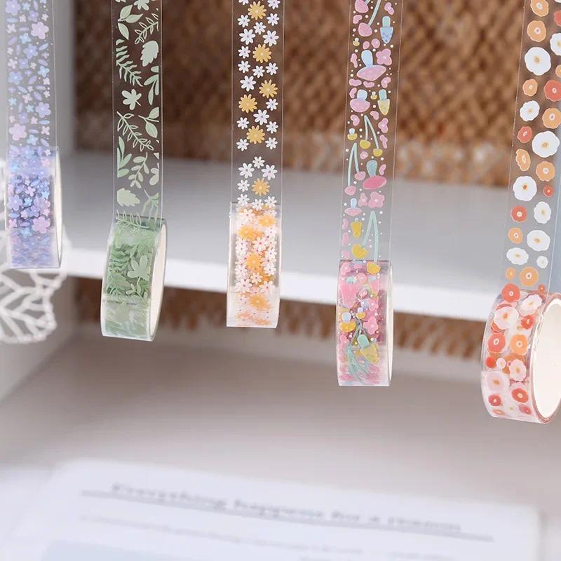 5Rolls Kawaii Transparent Sticker Tape Y Decorative Material Tape Sketbook Stickers Sool Supplies Ja