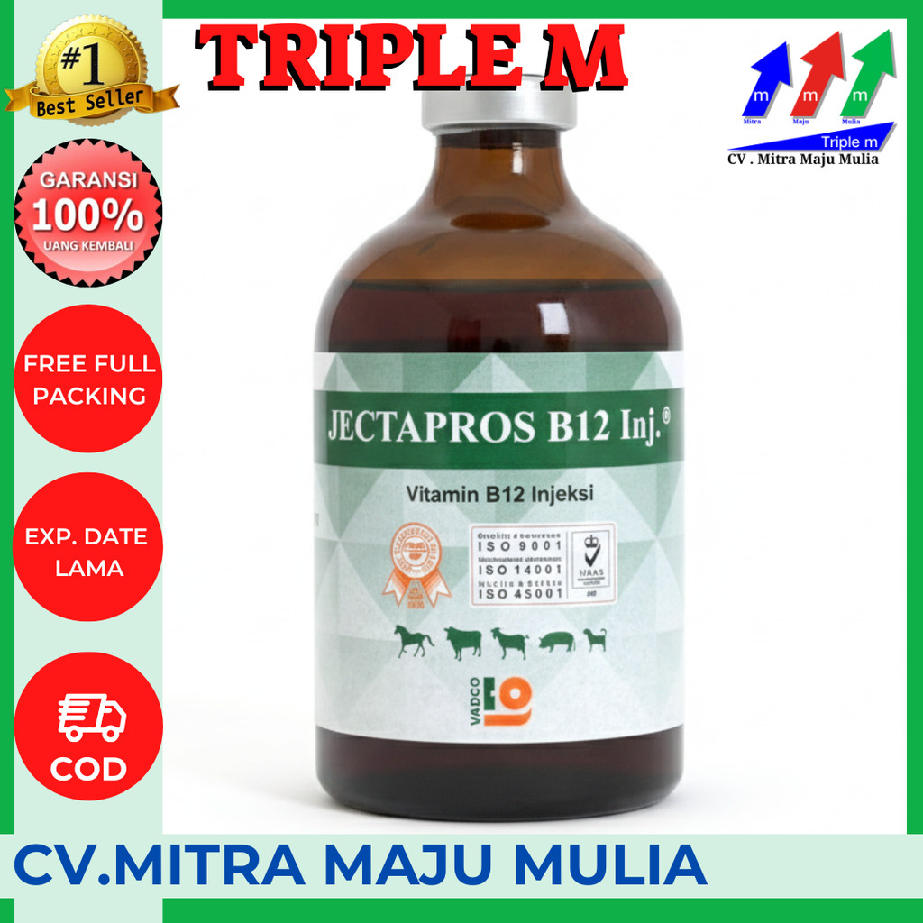 JECTAPROS B12 100 ML VADCO - Vitamin B12 Hewan Anti Anemia & Menambah Nafsu Makan Ternak - Seperti J