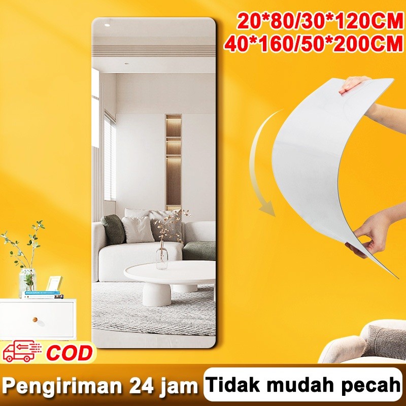 40*160CM Cermin dinding tempel Cermin Full Cermin Stiker Tempel Dinding Ukuran Acrylic Mirror Bendab