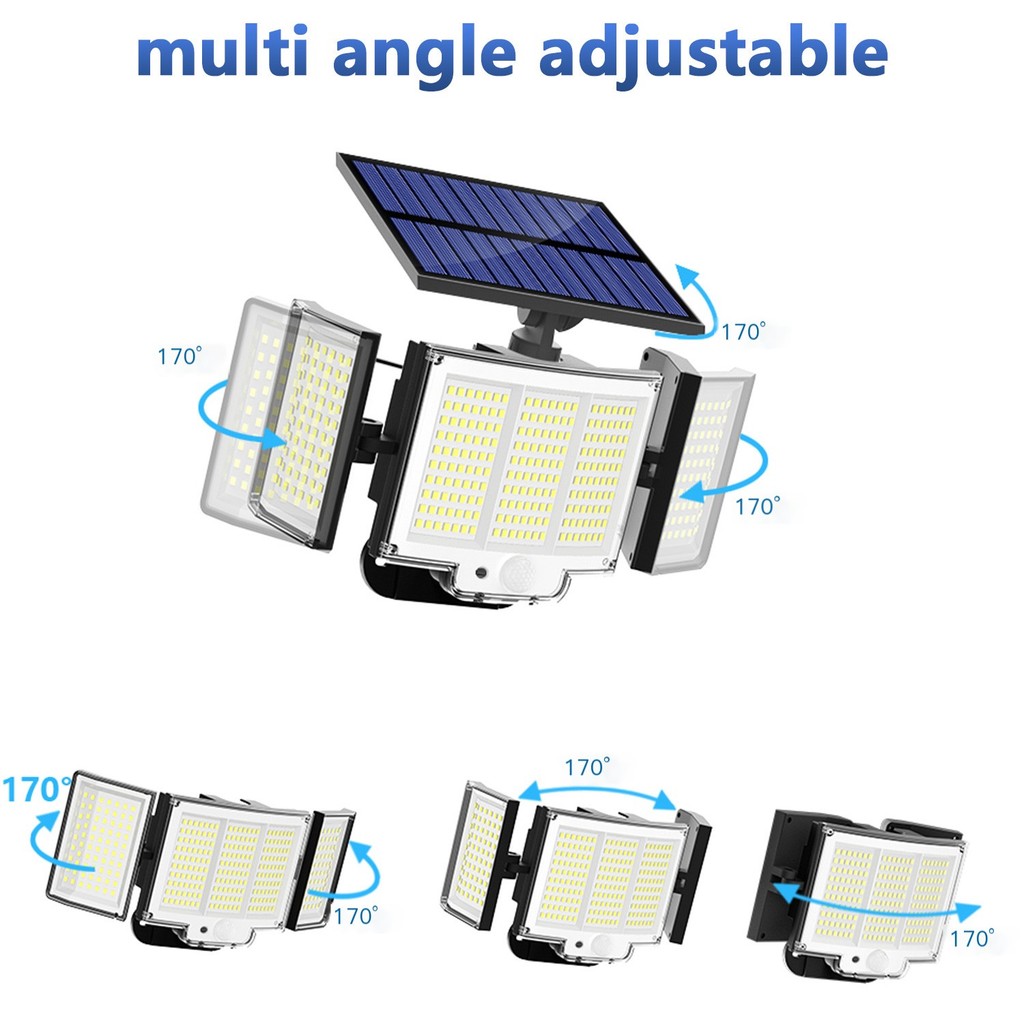 348 LED Solar Lights Outdoor, 2500 Lumen 3 Heads Solar Motion Lights Outdoor, Waterproof Solar Power
