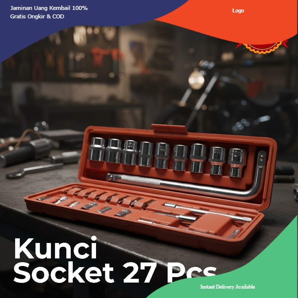 Kunci Shock 10SET 27SET Lengkap Komplit Obeng Socket Ring Tool Kit Alat  Mobil Motor 55A GDG