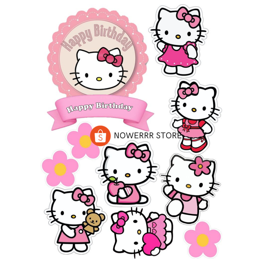 Part 2 | Topper HELLO KITTY Birthday Custom Nama/ Hiasan Cake Ultah HELLO KITTY
