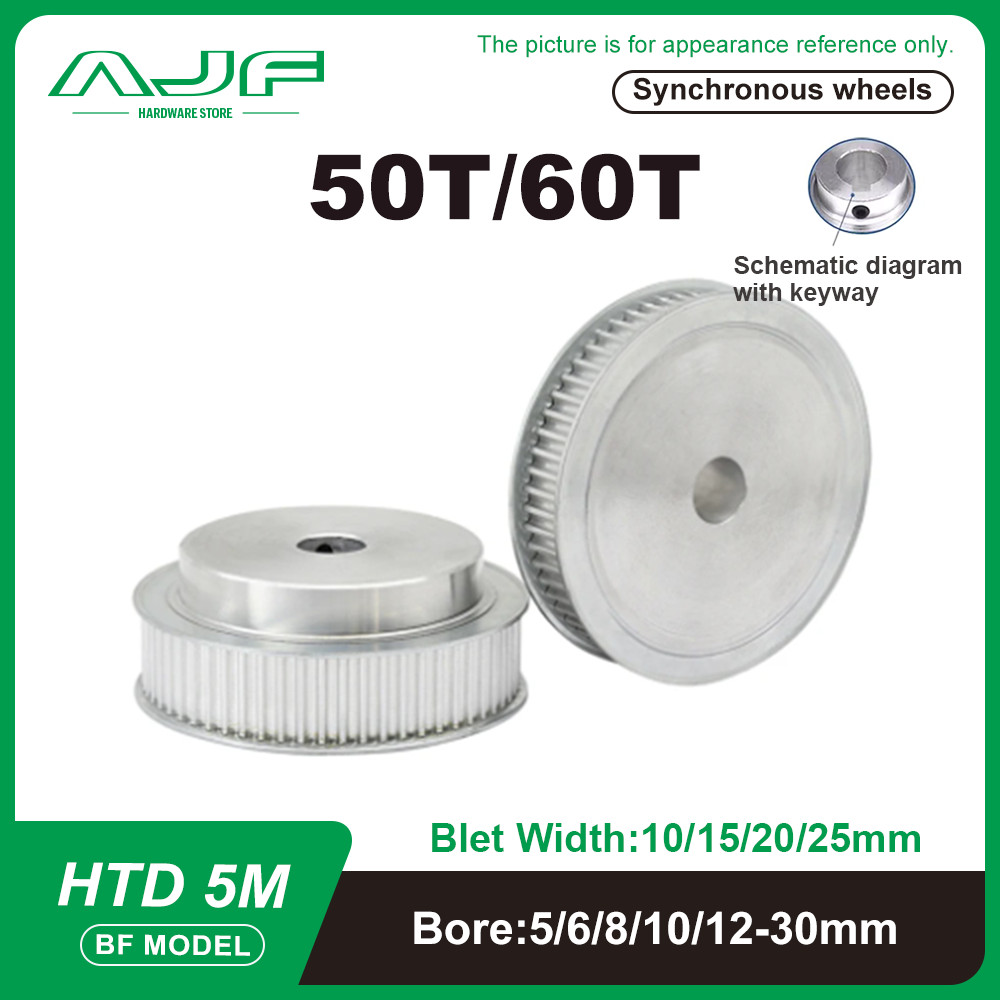 50Teeth 60Teeth HTD 5M Timing Pulley Bore 5-30mm BF Type 5M-50T 60T Synronous Pulley  Belt Width 10/