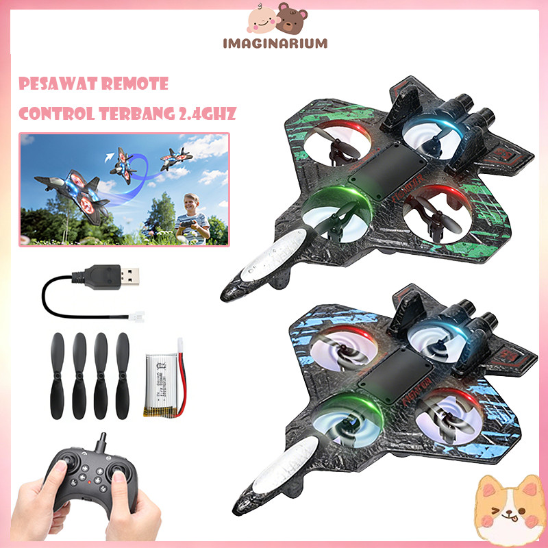 [COD]Pesawat Remote Control Terbang 2.4Ghz Pesawat Mainan Stunt Rc,EPP Busa Anti Pecah,Mainan Pesawa