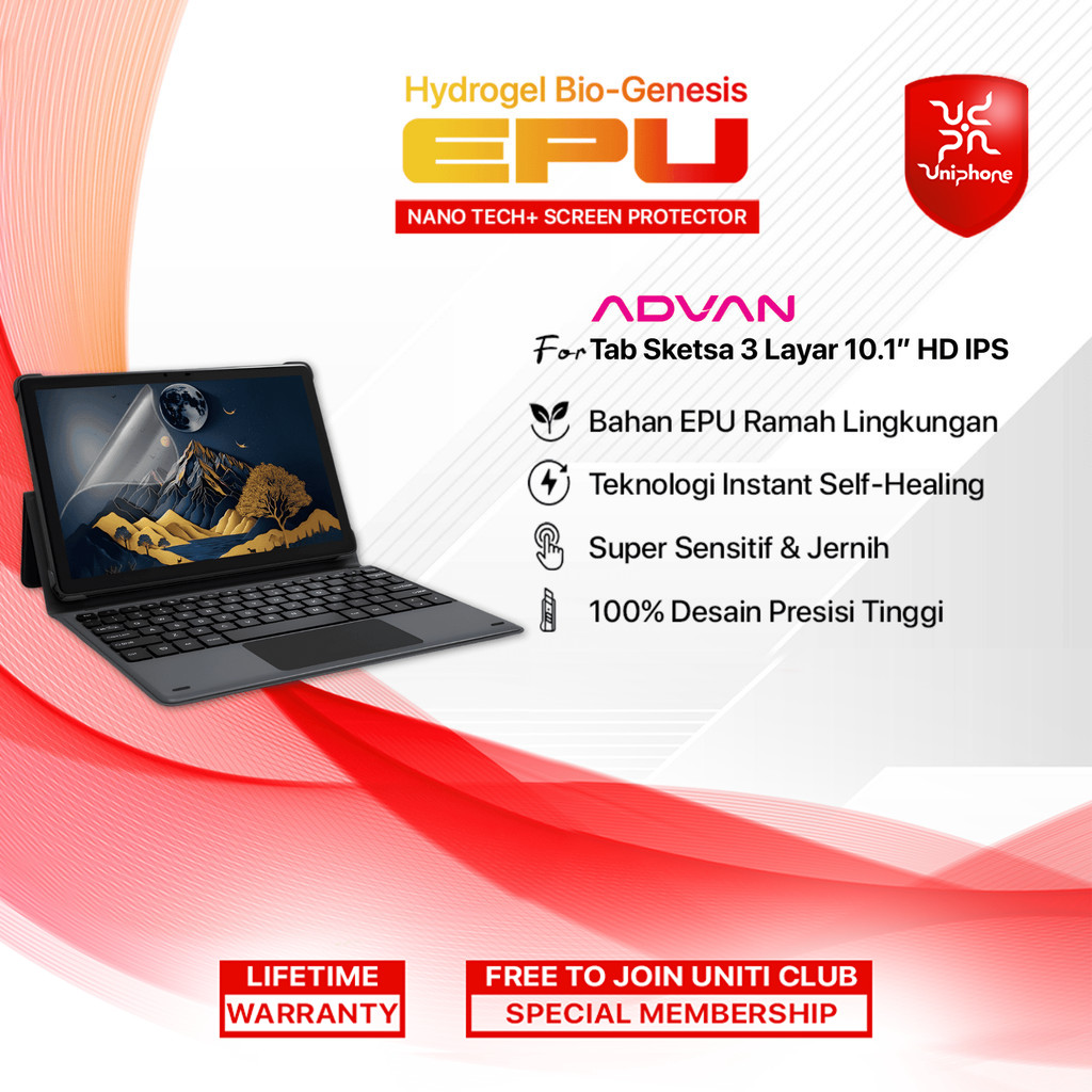 UNIPHON EPU BIO GENESIS Hydrogel for ADVAN Tab Sketsa3 Layar 10.1" HD IPS Screen Guard Protector (Na