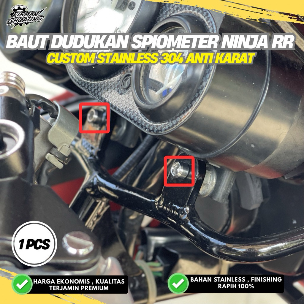 BAUT DUDUKAN SPIDOMETER NINJA RR M6X25 CUSTOM STAINLESS ANTI KARAT(1PCS)