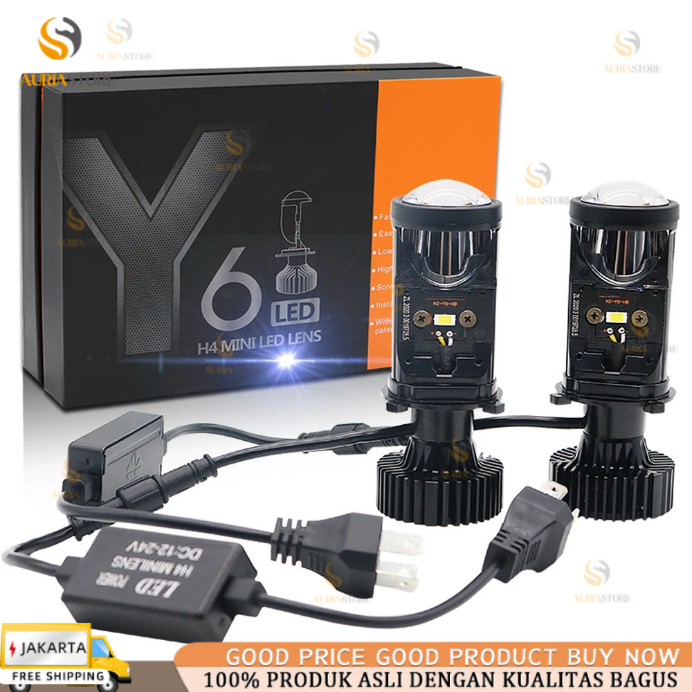 Lampu LED Mini Projie Headlamp Y6 H4 Mobil 12VOLT 24VOLT SUPER TERANG VIRAL TERBARU