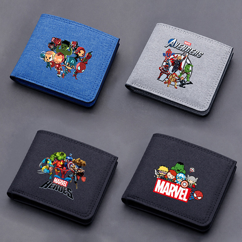Disney Marvel Avengers Foldable Coin Purse Anime Movie Cartoon Print Wallet Men Work Daily Money Ban