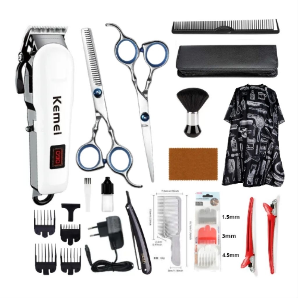 [COD]Paket Peralatan Alat Cukur Rambut Mesin Cukur Elektrik Portable Rechargeable Kemei 809A Alat Cu
