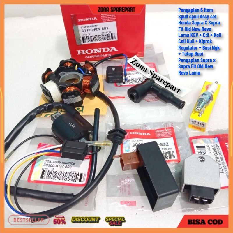 Terlaris Paket Pengapian 6 Item Spull spull Assy set Honda Supra X Supra Fit Old New Revo Lama KEV +