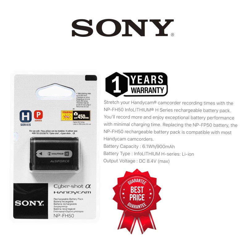 Sony NP-FH50 NPFH50 Battery original for DSLR/HANDYCAM A200 A230 A330 380 battery Sony original FH50