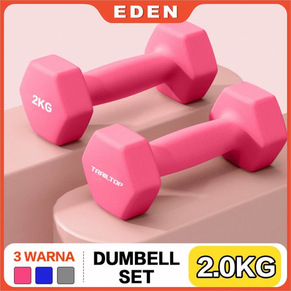 Eden - Dumbell Barbel 2kg Warna Warni Sepasang Alat Fitnes Rumah Gym Workout Angkat Beban Olahraga