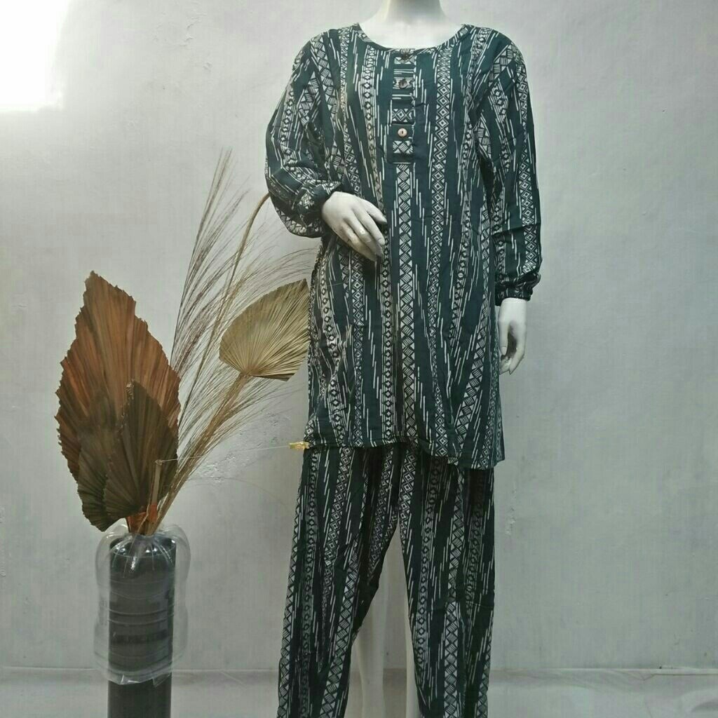 Qonita Batik Pekalongan Ld 114, celana 100 (Spj Blong Kancing Tgn Pjn)
